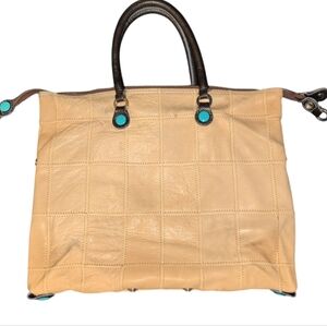 Gabs Patchwork  Leather Convertible Tote or Handbag Beige